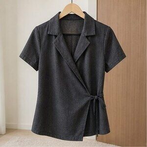 Charcoal Ruffle Blouse